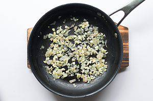 garlic sautéing in a nonstick skillet