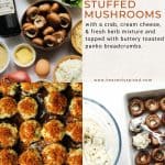 Side dish or appetizer recipe stuffed mushrooms with crab pinterest pin.