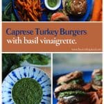 Caprese turkey burgers with basil vinaigrette pinterest pin.