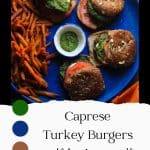 Caprese turkey burgers with basil vinaigrette pinterest pin.
