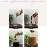 4 ingredient chaga mushroom iced coffee with espresso recipe pinterest pin.