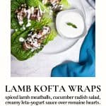 Lamb Kofta Wraps with Cucumber Radish Salad Pinterest Pin.