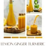Lemon ginger turmeric wellness juice shot recipe pinterest pin.