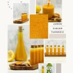 Lemon ginger turmeric wellness juice shot recipe pinterest pin.