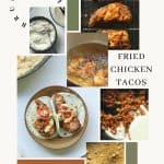 Fried chicken tacos with andouille sausage gravy pinterest pin.