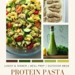 High protein pasta salad with chicken pinterest pin.