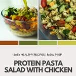 High protein pasta salad with chicken pinterest pin.