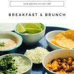 Chorizo breakfast tacos with cilantro lime crema heavenlyspiced.com Pinterest pin.
