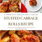 Stuffed cabbage rolls recipe oven and instant pot instructions - heavenlyspiced.com Pinterest Pin.