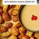 Soft pretzel bites with smoked gouda cheese dip - visit heavenlyspiced.com for the full recipe.