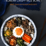 How to make dolsot bibimbap Korean crispy rice bowl - visit www.heavenlyspiced.com